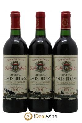 Château Larcis Ducasse 1er Grand Cru Classé B  1991 - Lot de 3 Bouteilles