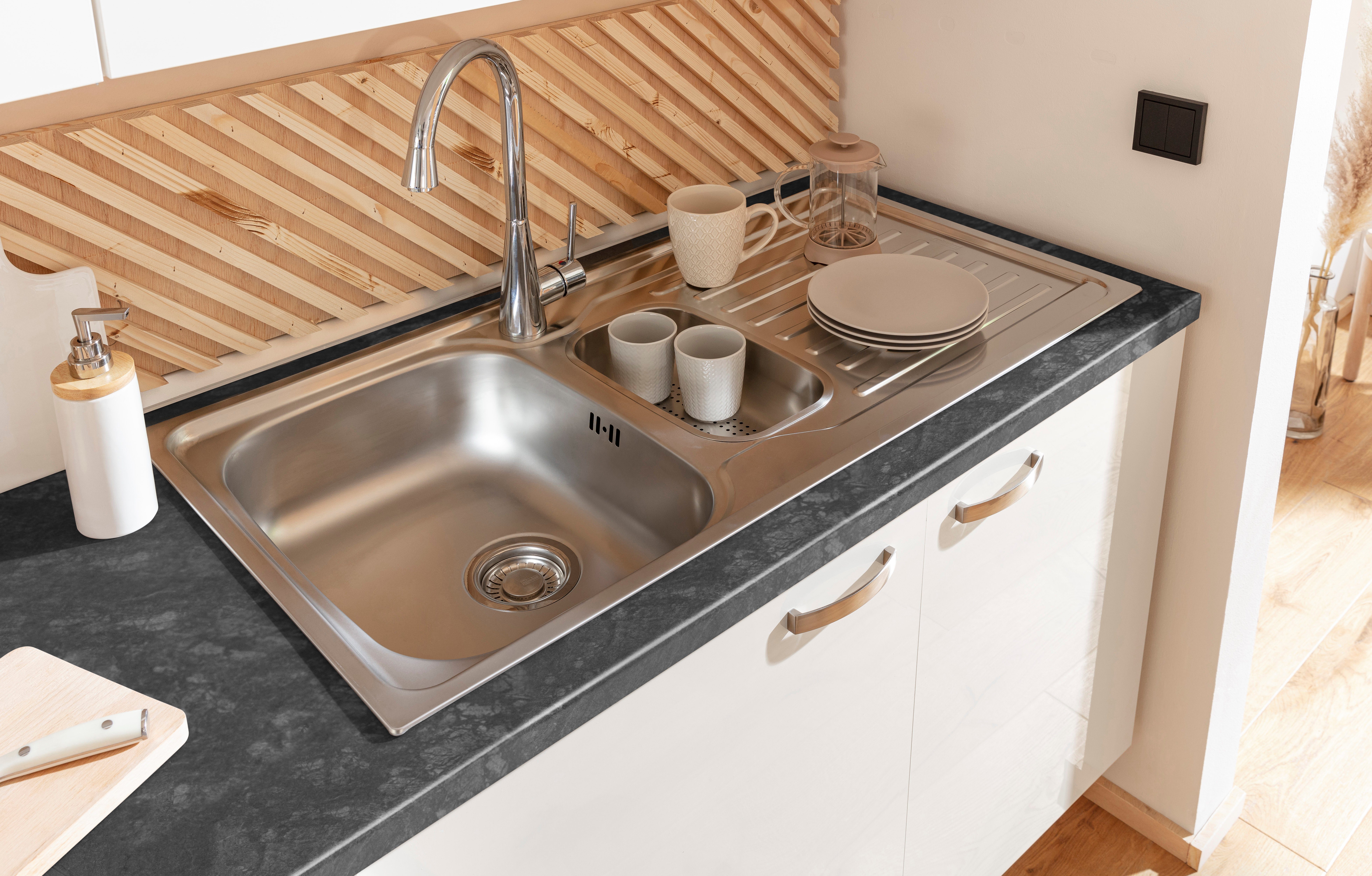 OPTIFIT Küchenzeile Cara, Breite 400 cm, mit HANSEATIC-E-Geräten, Induktions-Kochfeld, Soft-Close-Funktion