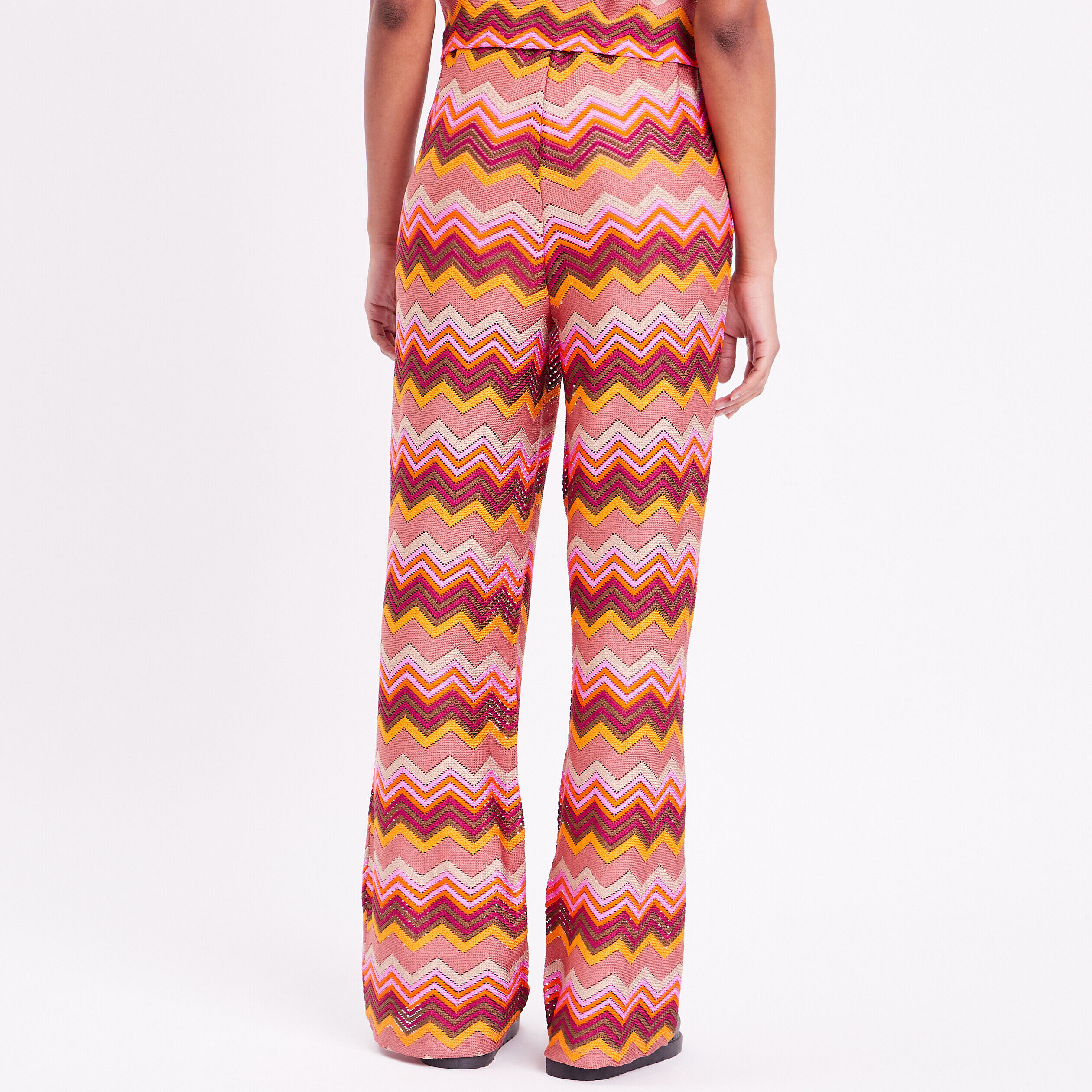 Pantalon large crochet stretch marron femme | Cache Cache