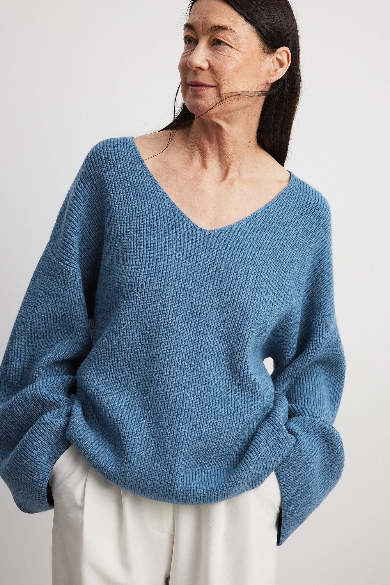 V-Ausschnitt Strickpullover