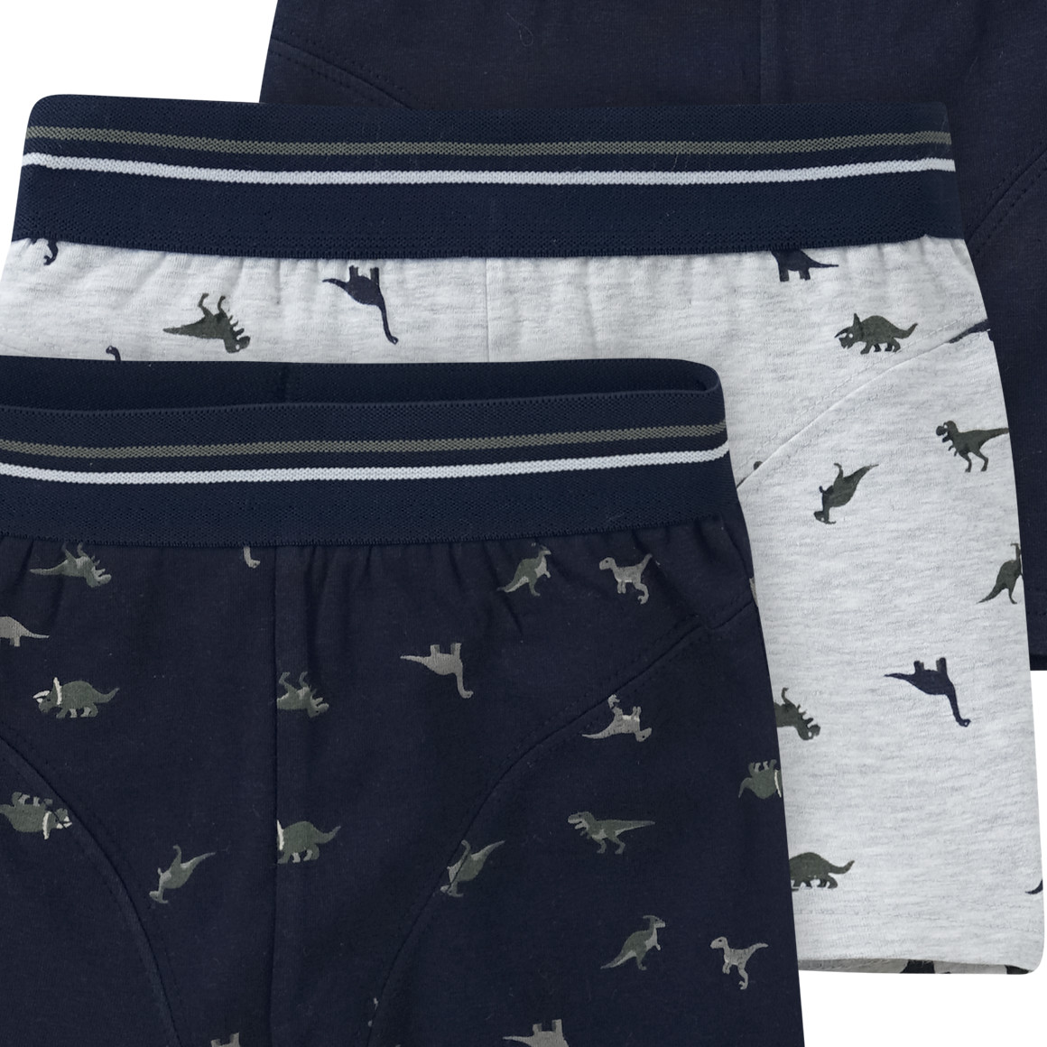 3 Jungen Boxer mit Dinosaurier-Allover