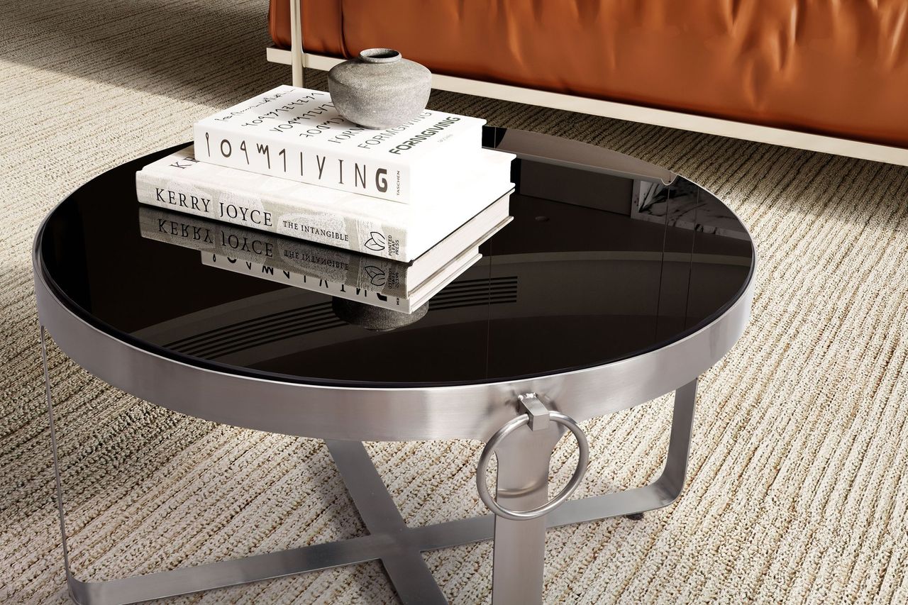 Wohnling Couchtisch Glas Ø 60 cm Rund Silber