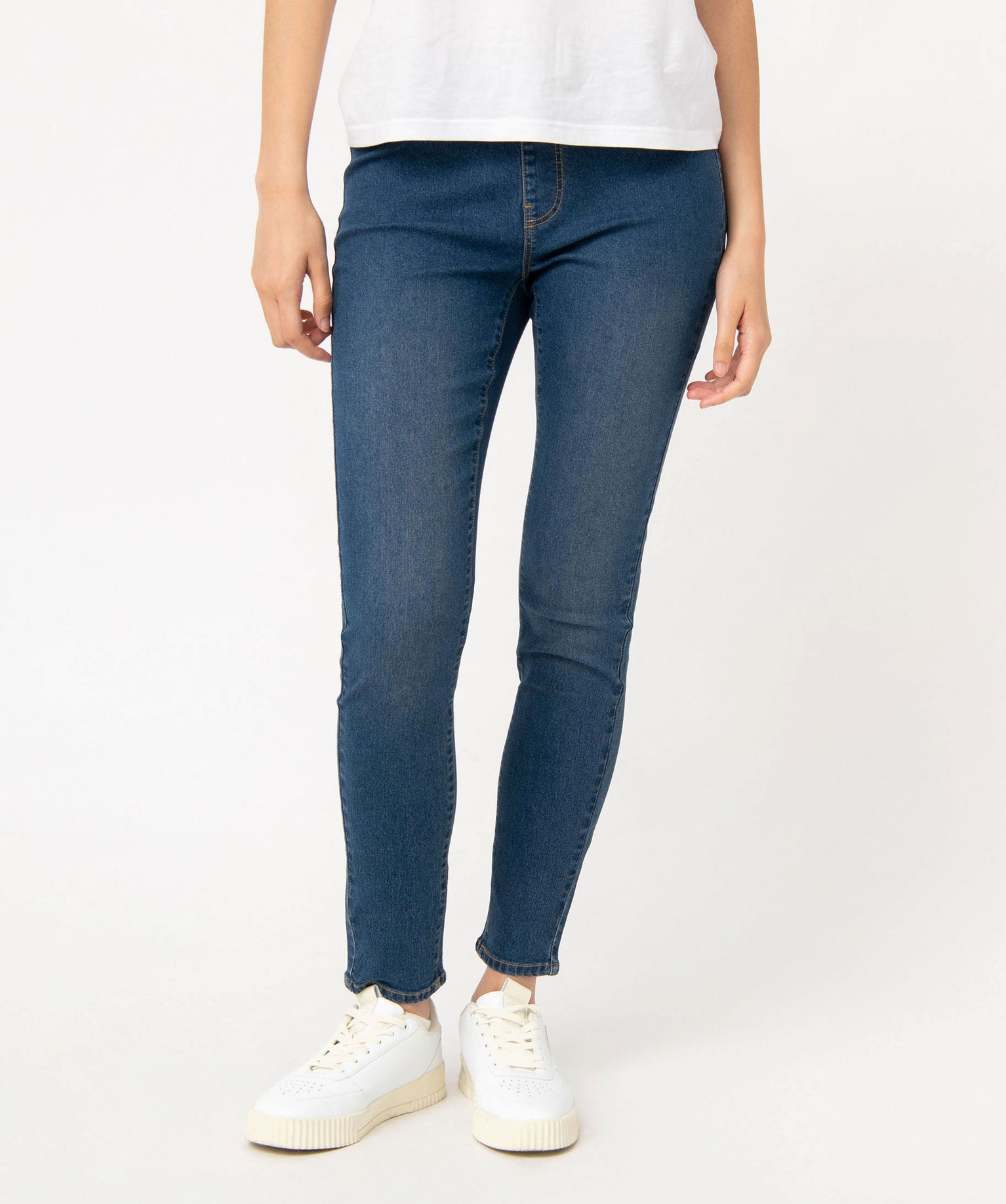 Jegging délavé avec taille élastique femme brut | GEMO