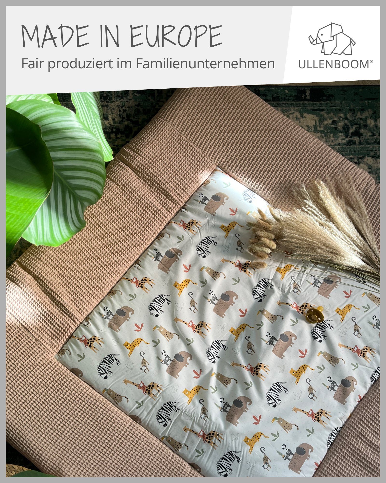 Krabbeldecke Krabbeldecke Babys 120x120 cm, Sand Savanne (Made in EU), ULLENBOOM ®, Dick gepolstert, Außenstoff 100% Baumwolle, in verschiedenen Größen