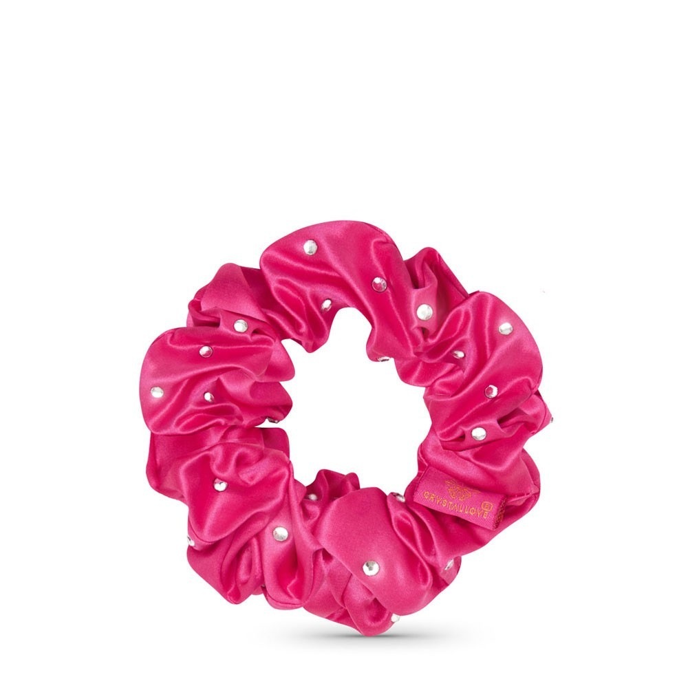 Crystallove Crystalized silk scrunchie - hot pink