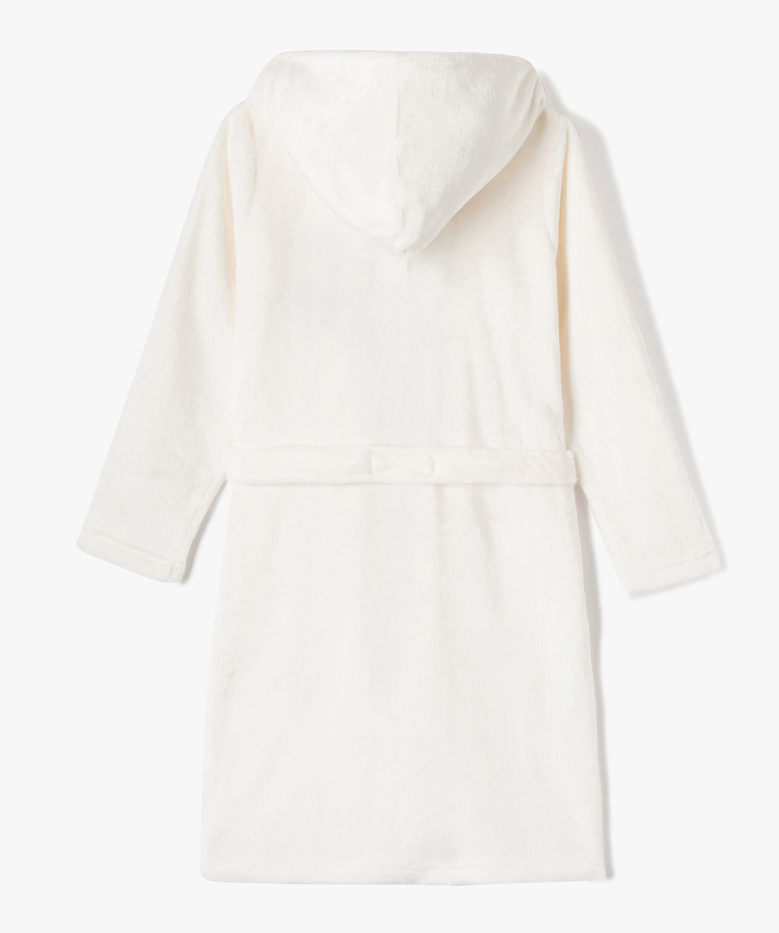 Robe de chambre en velours à capuche fille ecru | GEMO