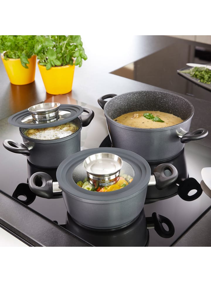 Stoneline Universal Glasdeckel mit Aroma-Funktion in Grau | 16,18,20cm günstig kaufen onesize