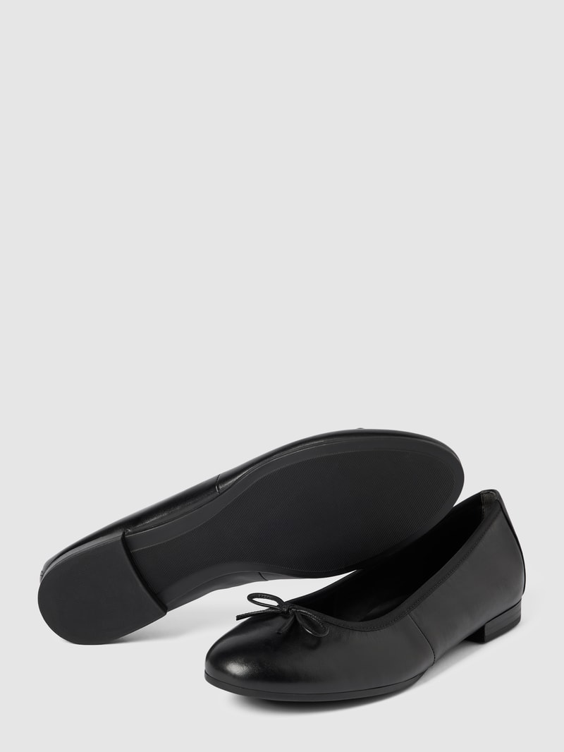 Ballerinas aus Leder mit Zierschleife Modell 'BASIC' in schwarz
