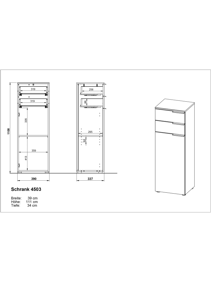 KADIMA DESIGN Badschrank mit Schubladen, Dämpfung, 39x34x111 cm, Weiß-Beige günstig kaufen onesize