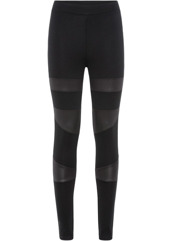 Leggings mit Lederimitat-Einsätzen