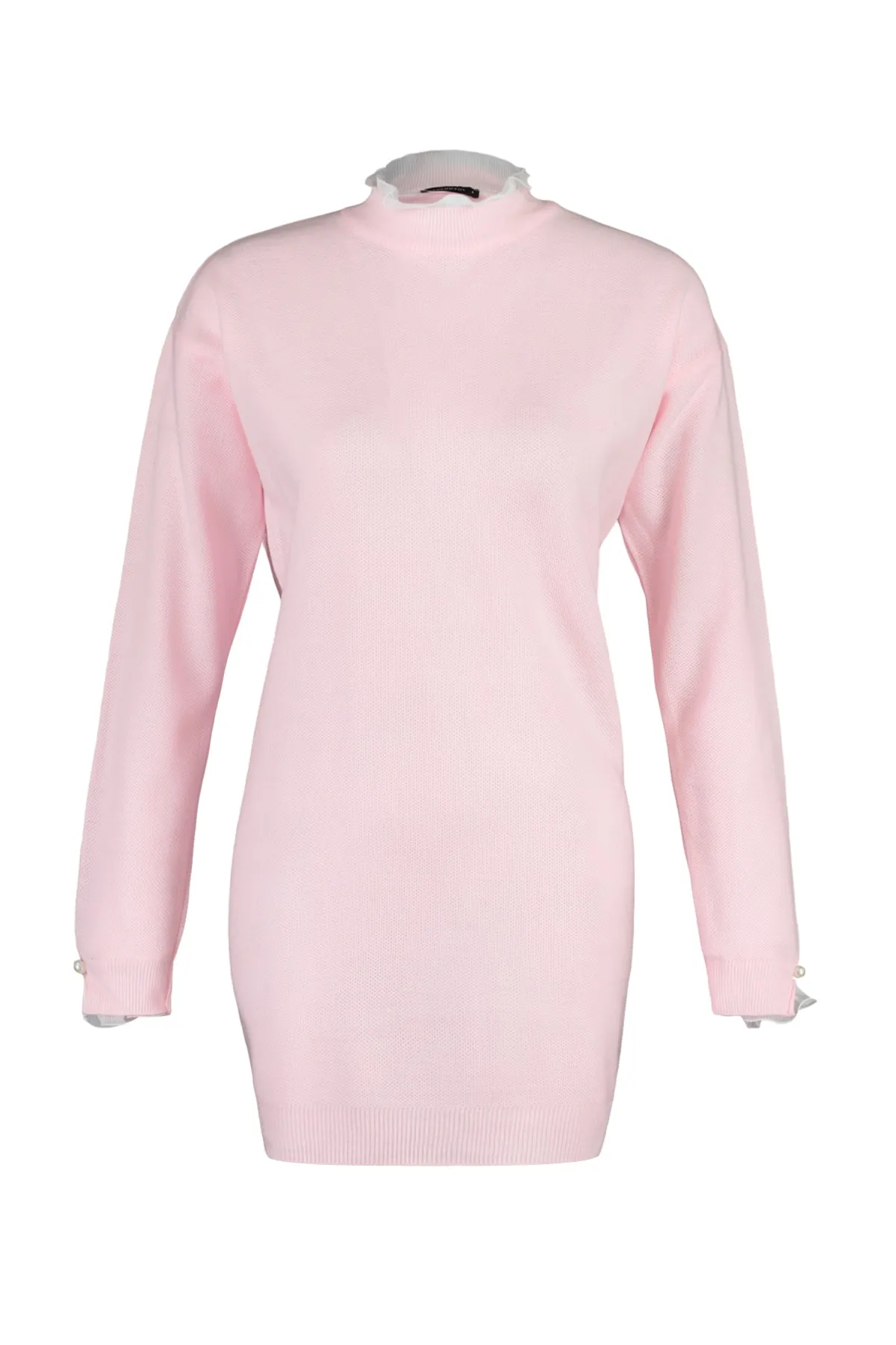 Trendyol Modest  Strickpullover mit rosa Ärmeln und Perlendetails TCTAW23AK00027