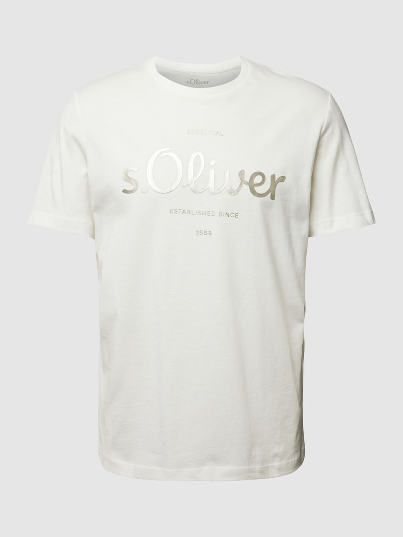 T-Shirt mit Label-Print in weiß