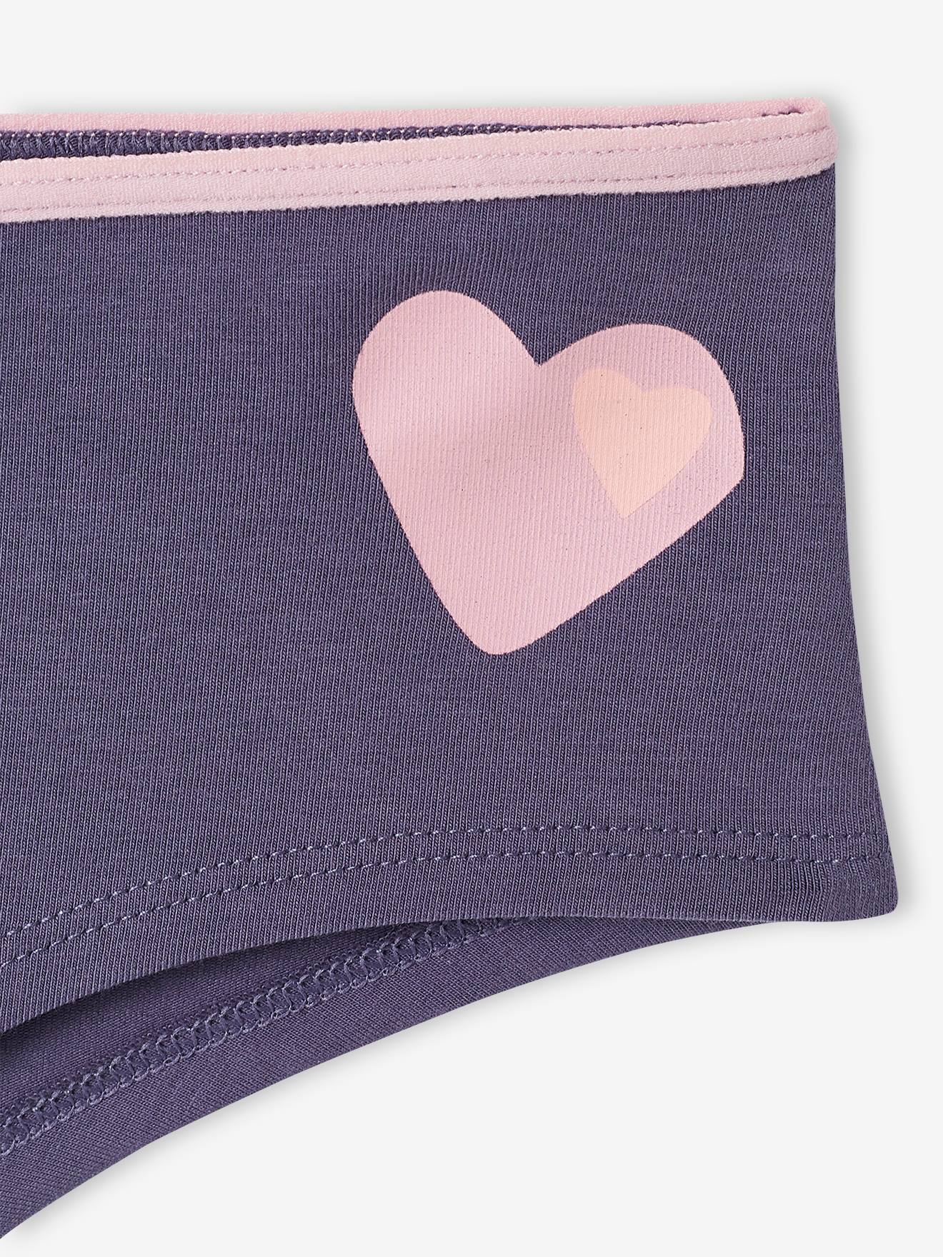 Vertbaudet 7er-Pack Mädchen Shortys, Herzen Oeko-Tex - blau