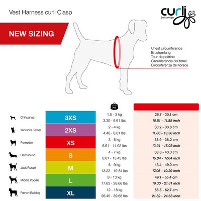 Curli Vest Geschirr Clasp Air-Mesh, rot