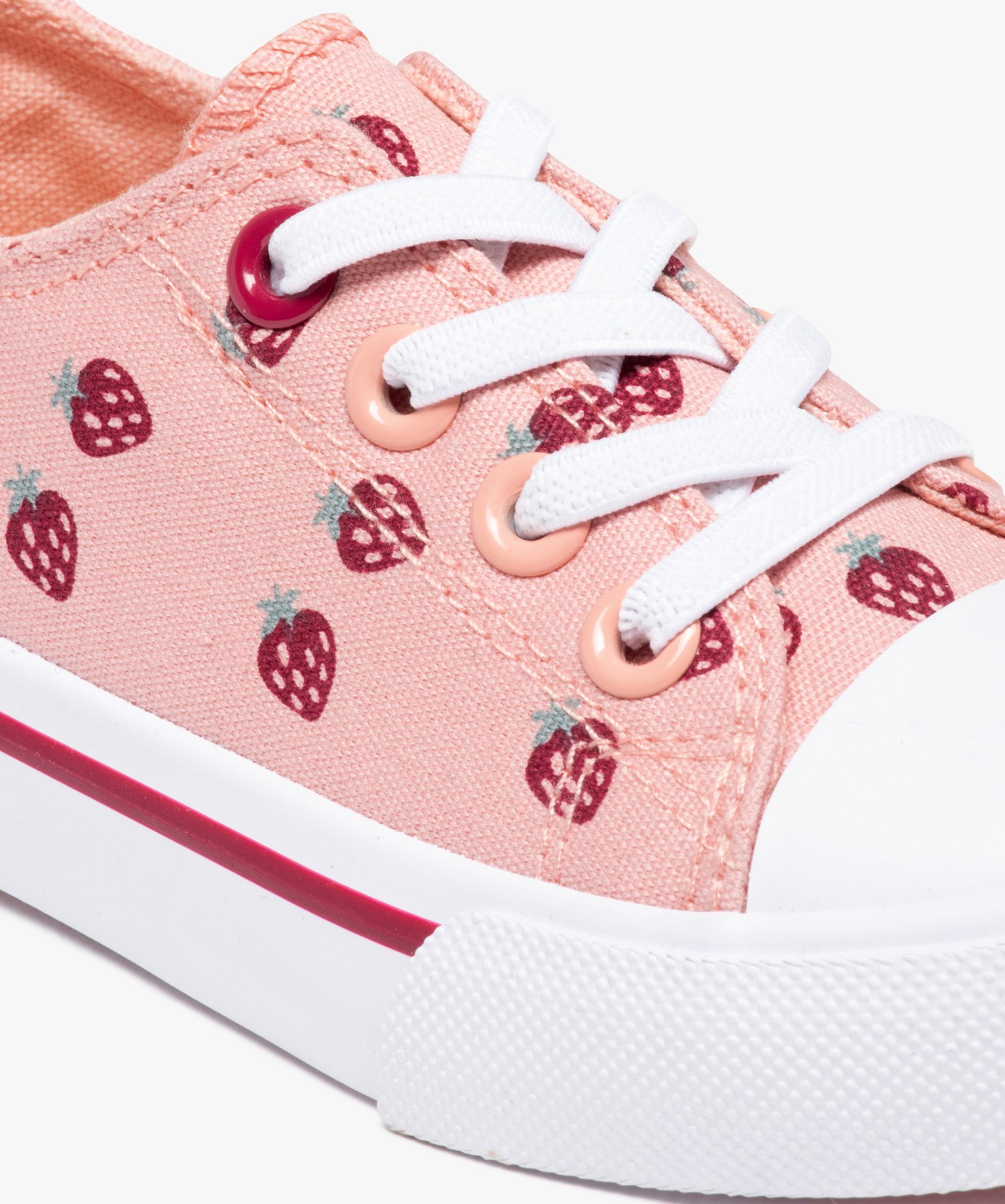 Tennis fille en toile imprimée fermeture lacets élastiques rose | GEMO