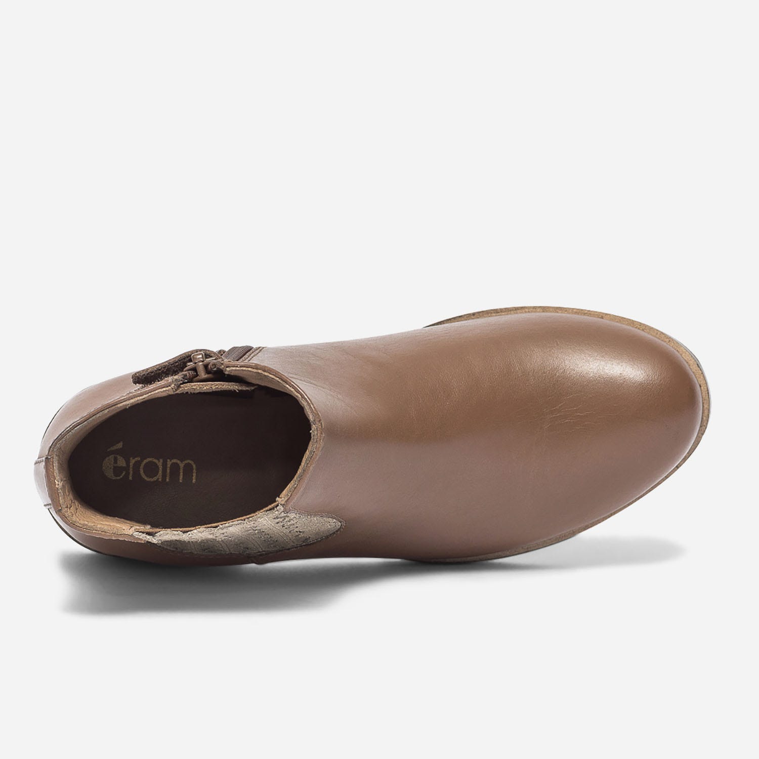 Chelsea boots camel en cuir avec élastique doré