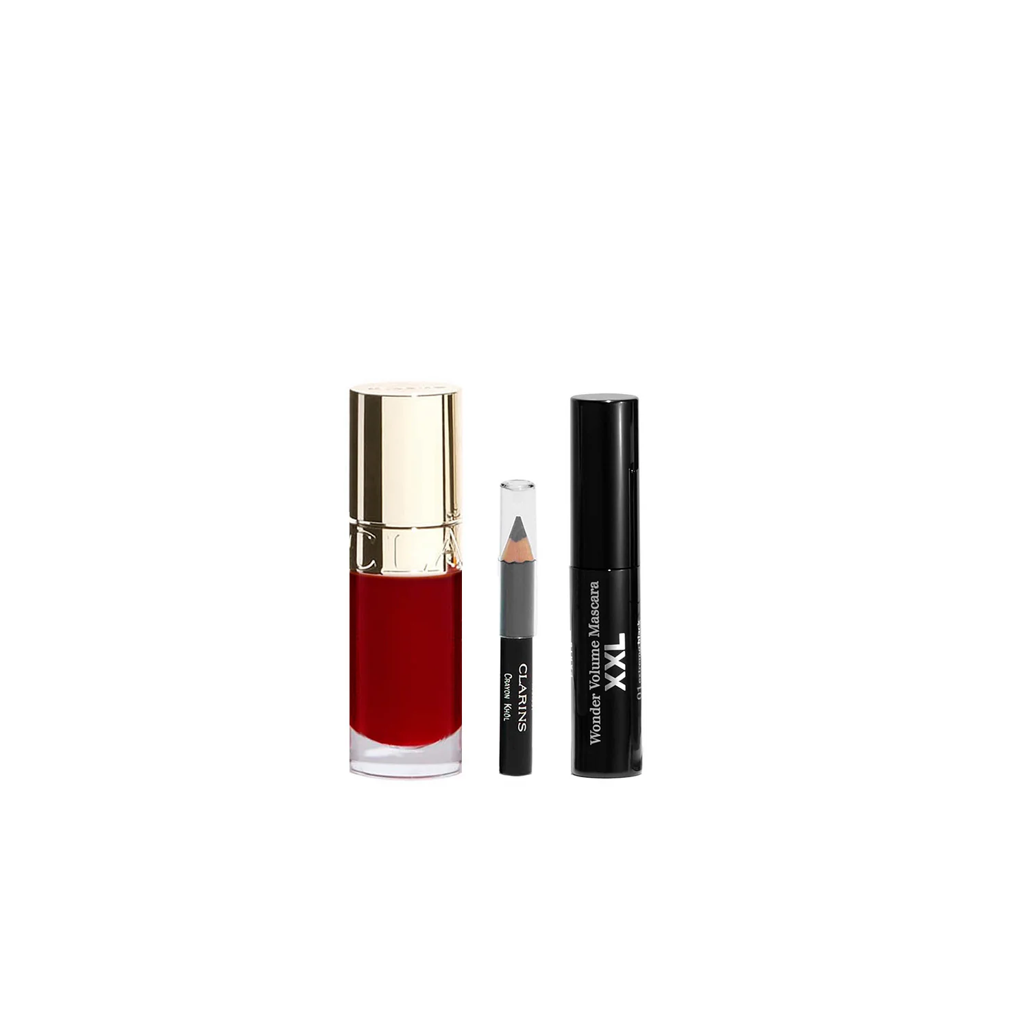 Set de maquillaje para ojos: Aceite labial, máscara de pestañas Wonder Volume XXL y lápiz de ojos Khôl - Set de maquillaje, brillo labial, máscara de pestañas, lápiz de ojos