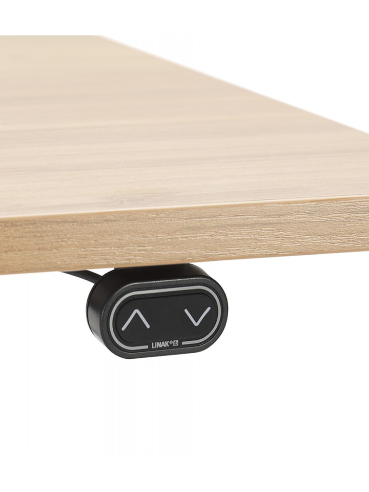 KADIMA DESIGN Elektrischer Sitz-Steh Schreibtisch aus Holz Metall | Elegant in Beige-Schwarz günstig kaufen