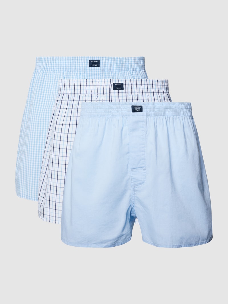 Boxershorts mit Label-Patch im 3er-Pack in hellblau