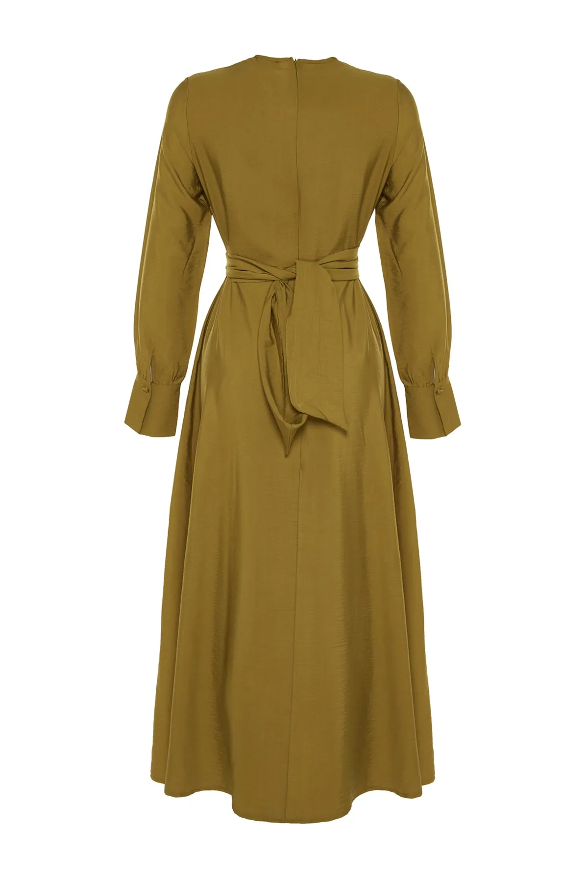 Trendyol Modest  Ölgrünes gewebtes Kleid mit Taillenschnürung TCTSS23EB00221