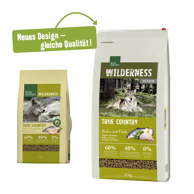 REAL NATURE Hundetrockenfutter REAL NATURE WILDERNESS Senior True Country Huhn mit Fisch 12 kg