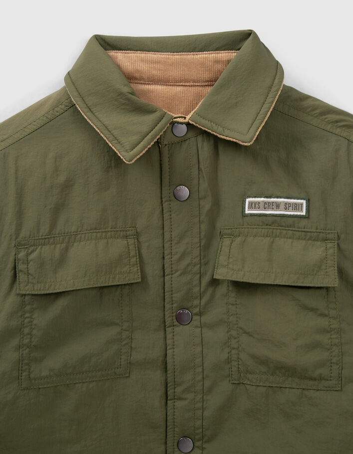 Veste réversible kaki et camel velours garçon