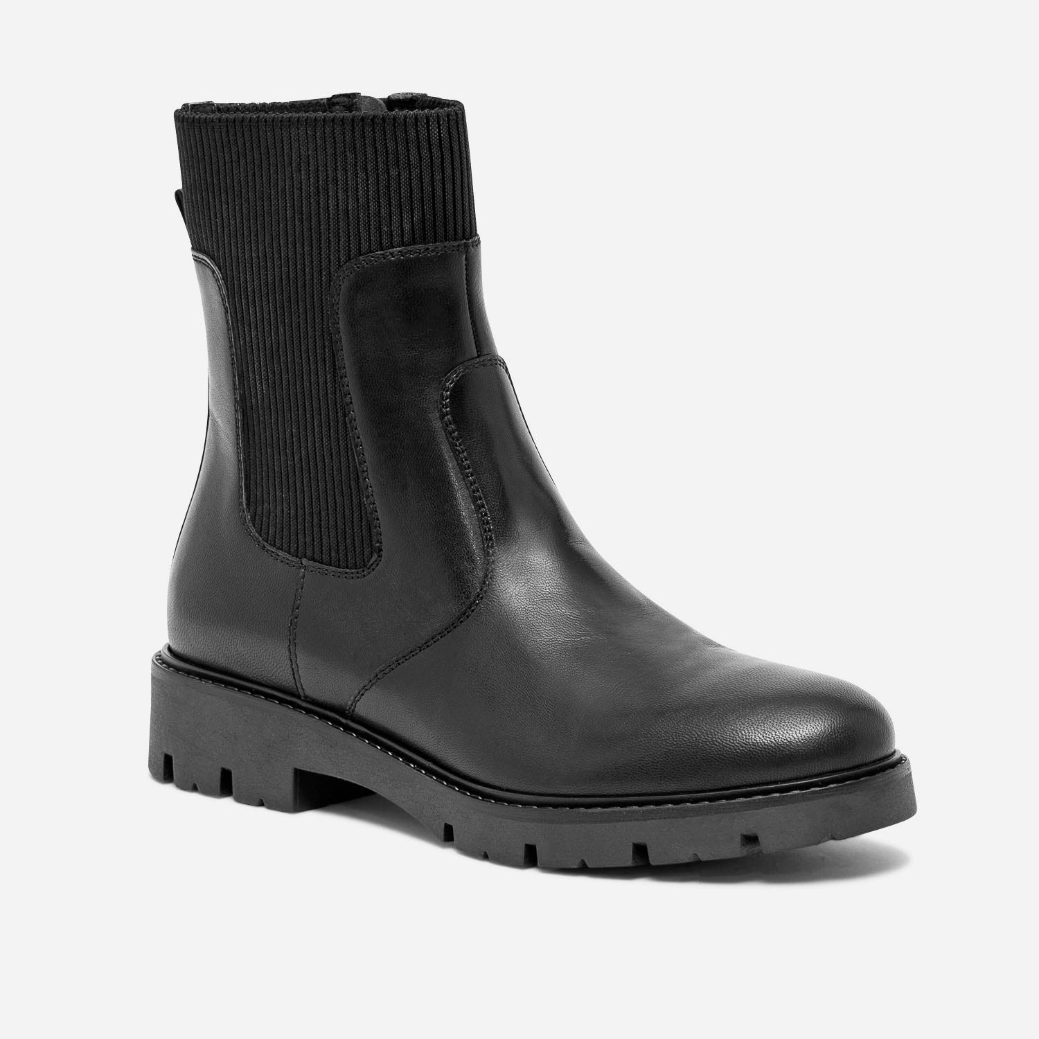 Boots-chaussette noir éco-conçu en cuir