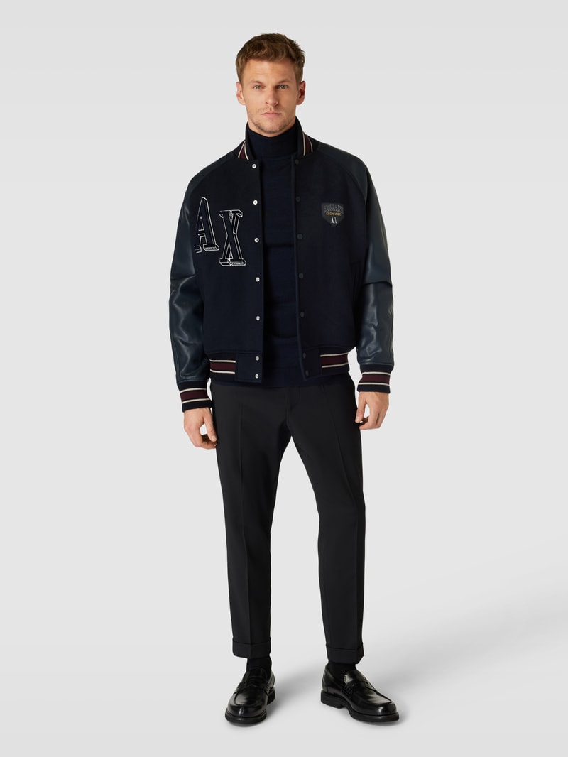 College-Jacke mit Label-Print in dunkelblau