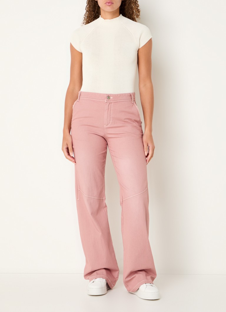 Blugi evazați cu talie înaltă Max & Co Fuchsia, de culoare spălată.
