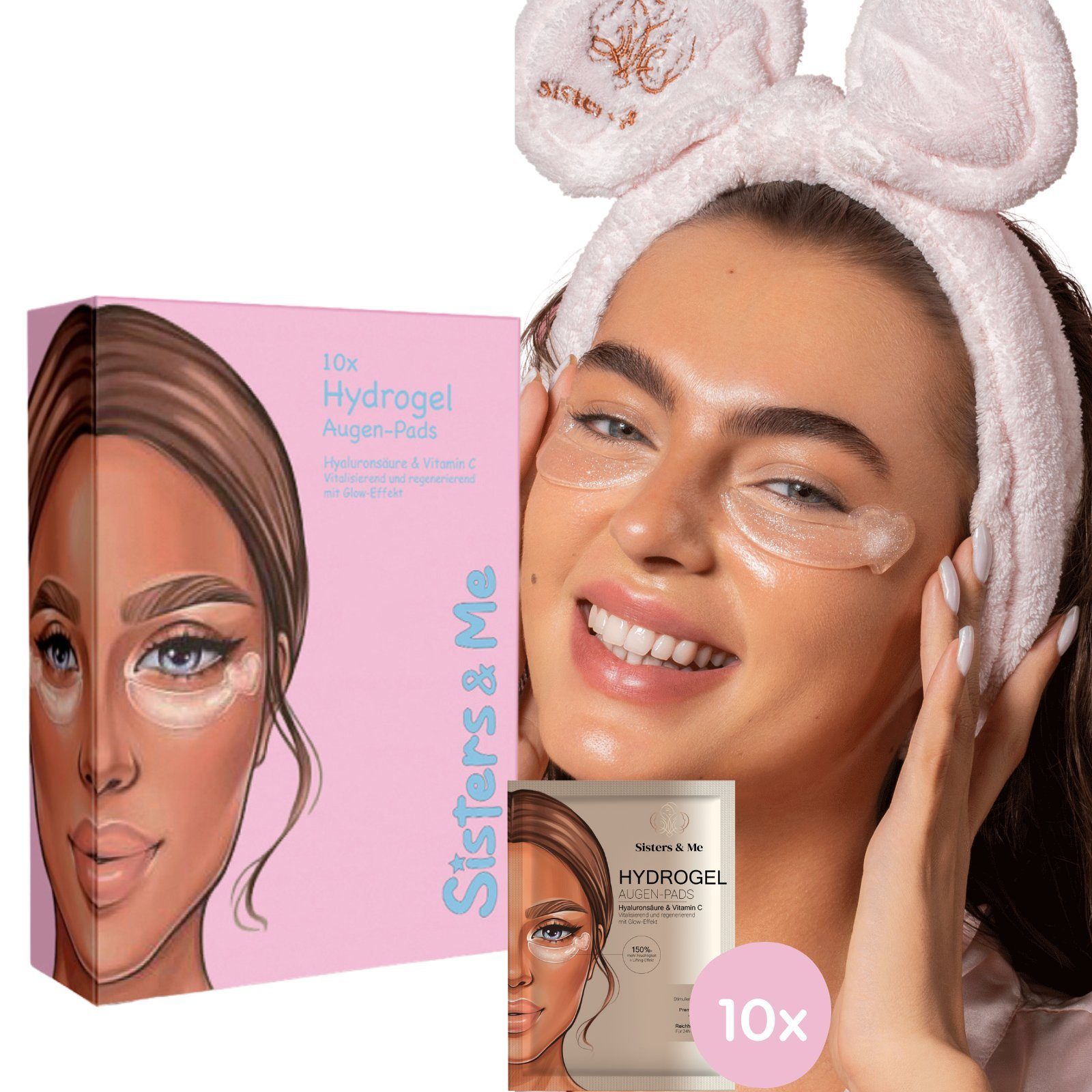 Sisters & Me Augenpads 10x Sisters & Me Hydrogel Augen Pads, Vitamin C Serum, Q10, 10-tlg.