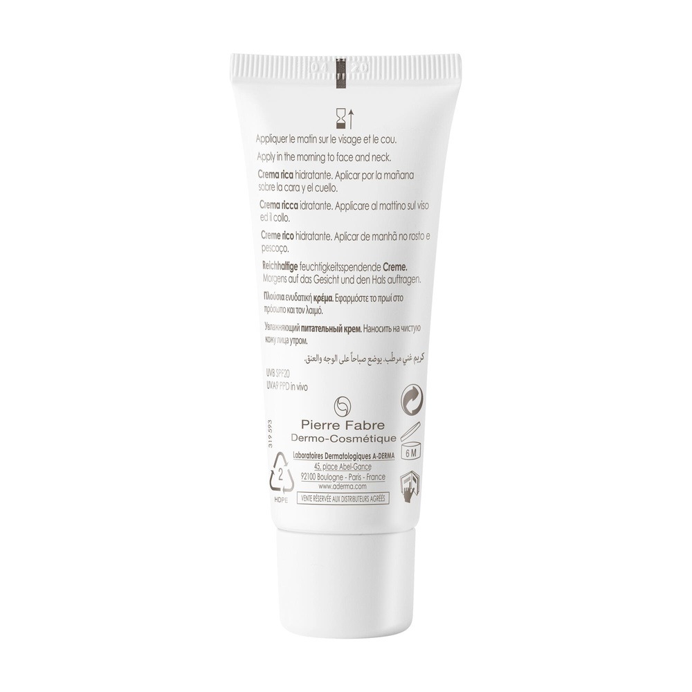 A-Derma Hydralba UV 20 Crème Riche 40ml Crème hydratante