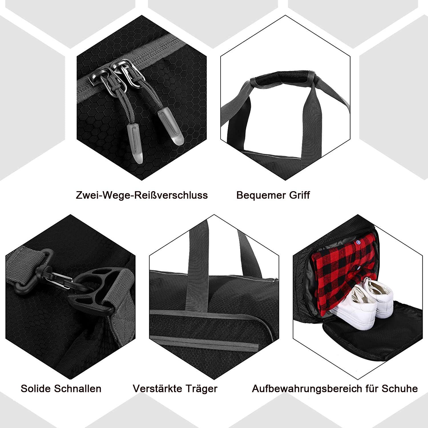 FeelGlad Reiserucksack Sporttaschen,Reisetasche Faltbar,Ryanair Handgepäck