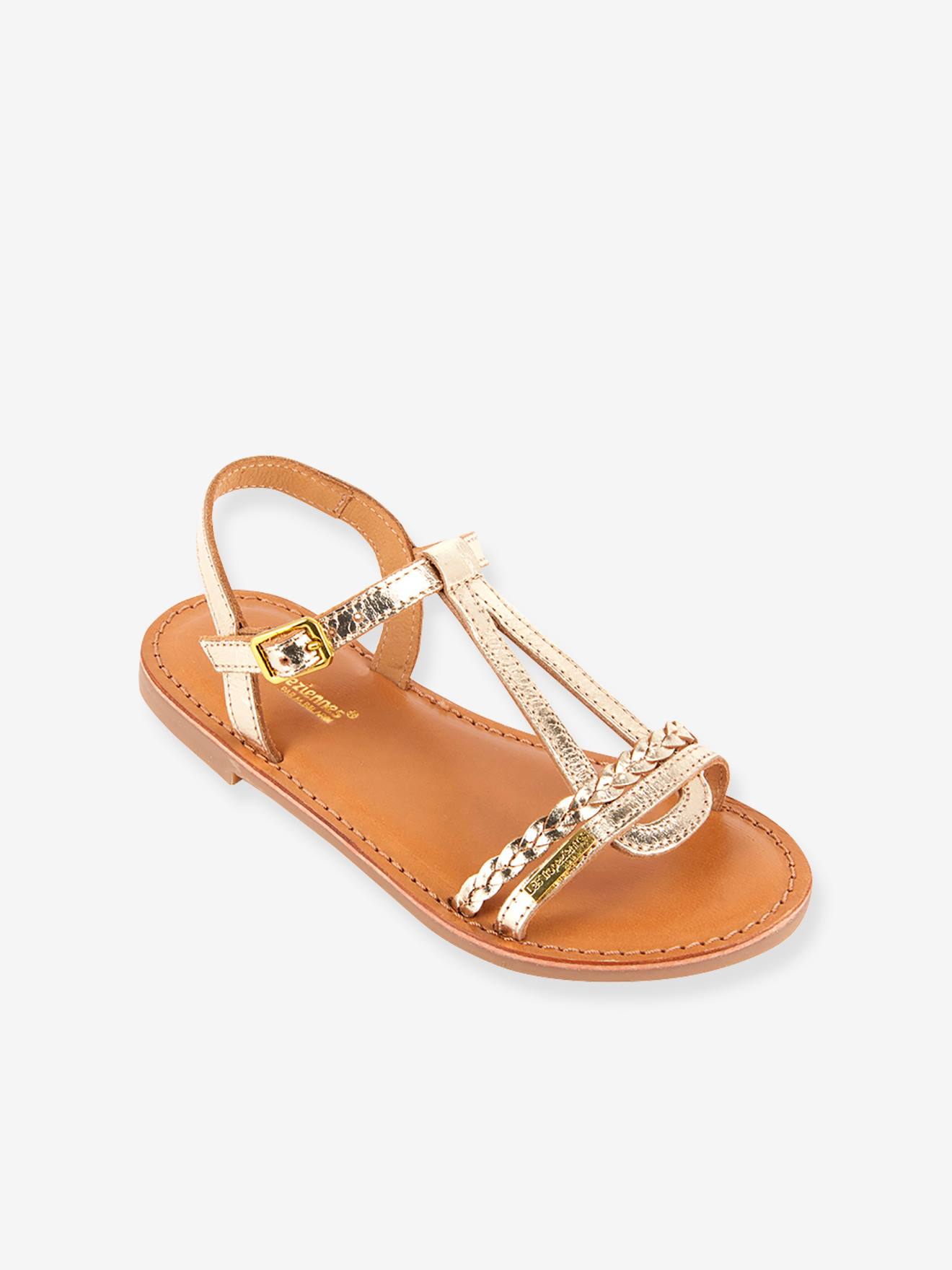 Sandales cuir fille Badou LES TROPEZIENNES® PAR M. BELARBI or