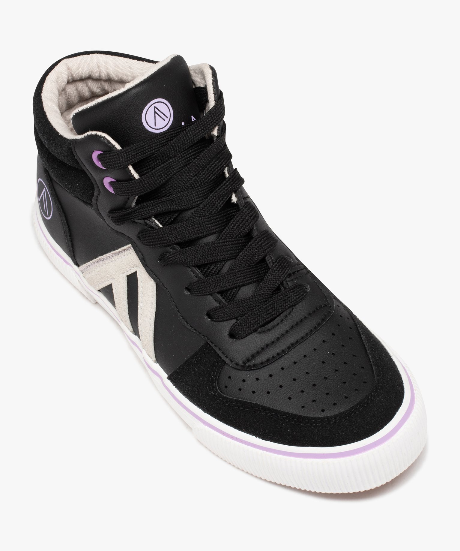 Baskets femme mid-cut unies à lacets - Alma Planète noir | GEMO