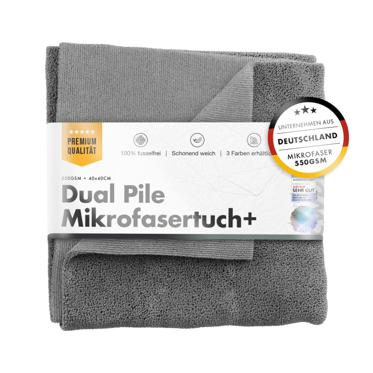 chemicalworkz Dual Pile Towel 550GSM Grau Allzwecktuch 40×40cm