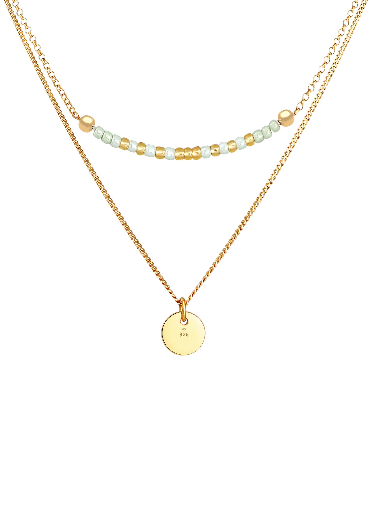 Ciondolo da donna Elli, placca a due strati con perline in argento sterling 925