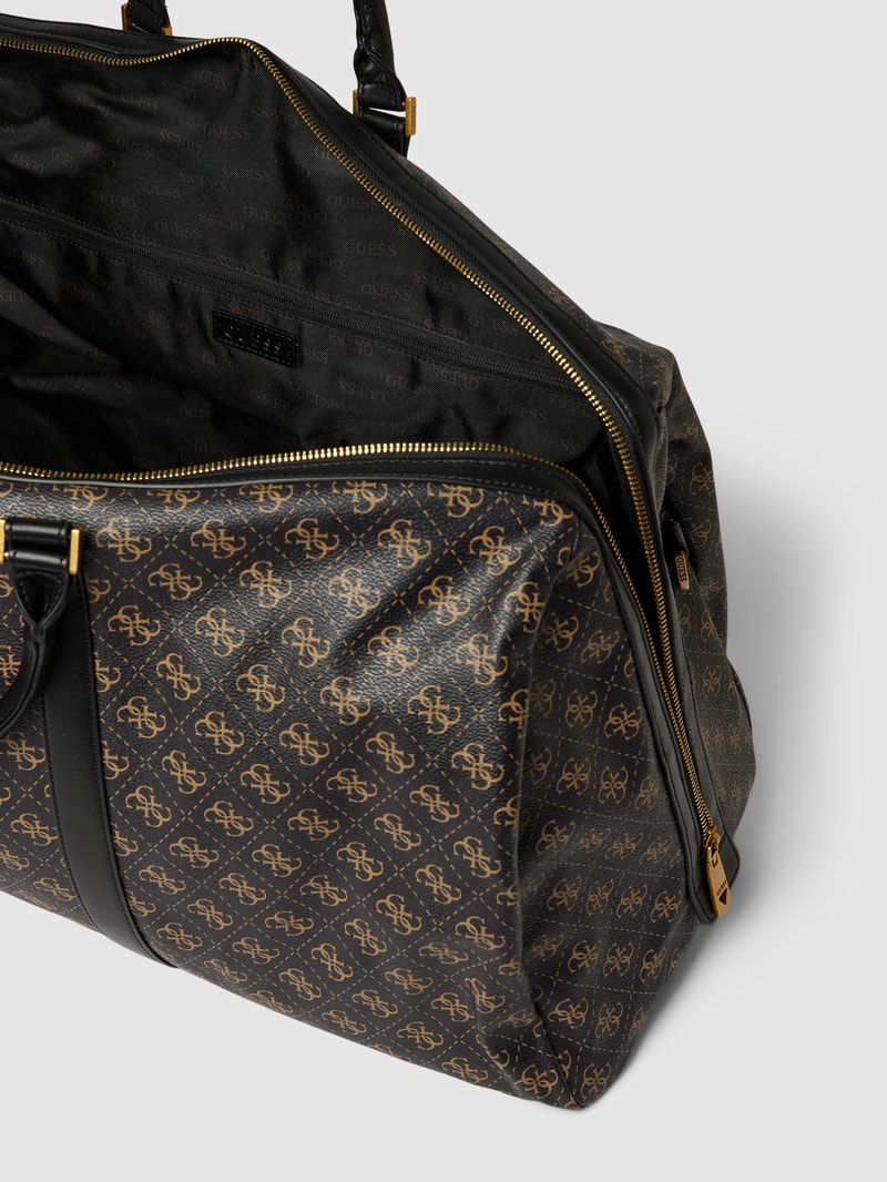 Weekender mit Allover-Logo in dunkelbraun