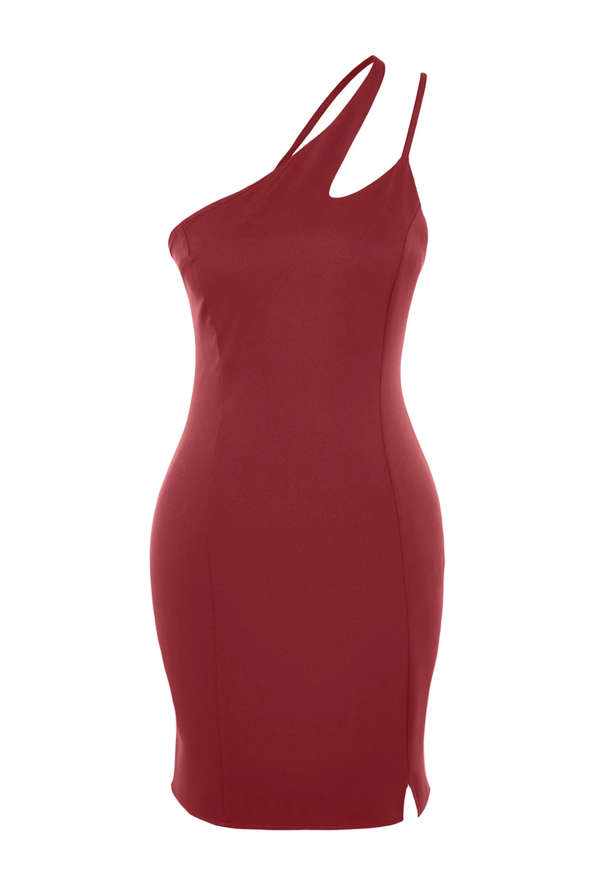 Trendyol Collection  Burgunderfarbenes, figurbetontes gewebtes Abendkleid TPRSS22EL1652