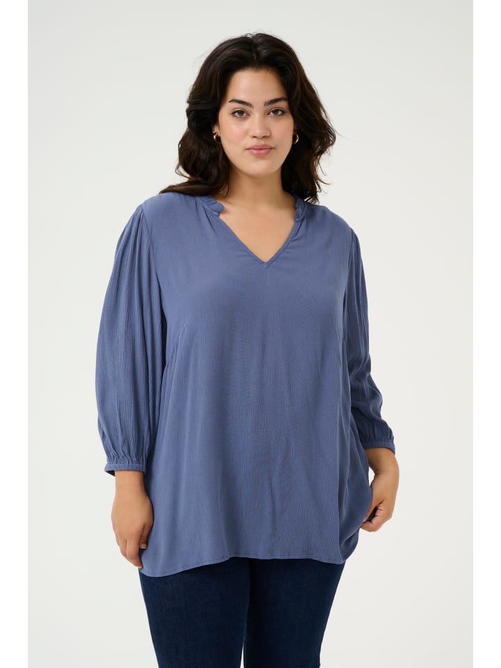 KAFFE curve Langarm-Bluse KCkamille in Blue Indigo günstig kaufen