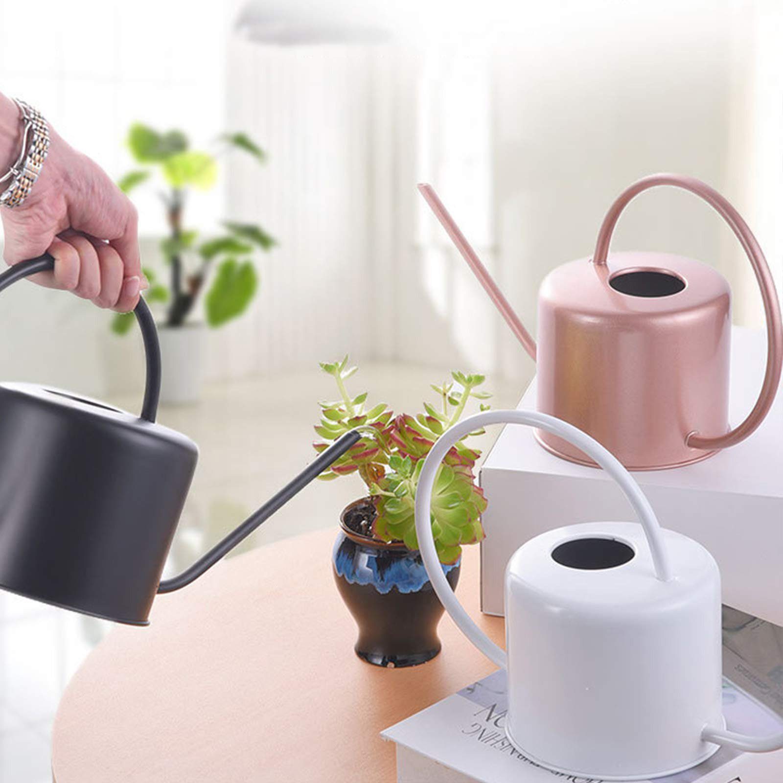 SEEZSSA Gießkanne 1.3l Gießkanne für Zimmerpflanzen Sukkulenten,Innen- und Außenbereich (1,3 Liter), Edelstahl Pflanzen-Gießkanne Klein Gartengießkanne,Blumengießkanne