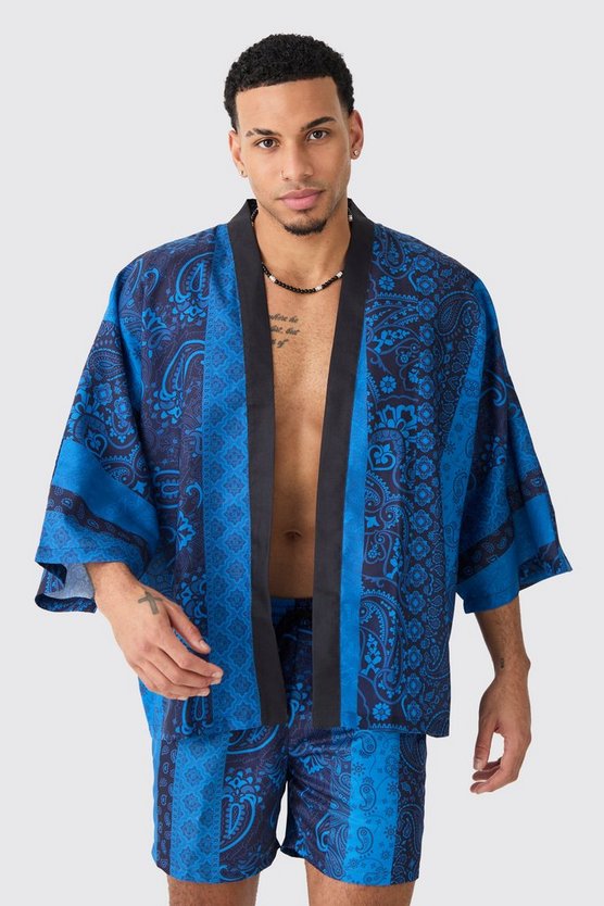 Oversize Kimono-Hemd und Badehose mit Print
