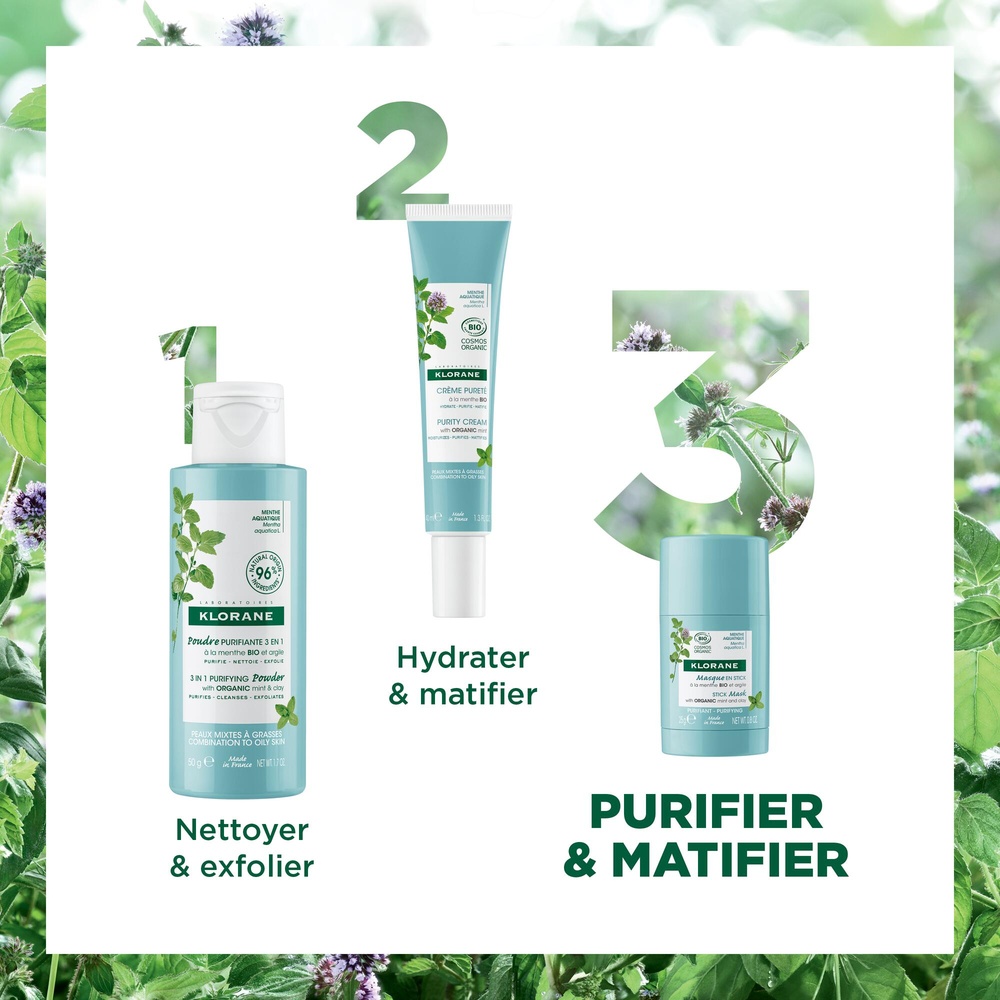 Klorane Menthe Aquatique et Argile - Masque en s tick visage Bio Soin visage