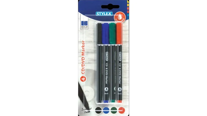 Strand CD/DVD-Marker wasserfest in 4 Farben