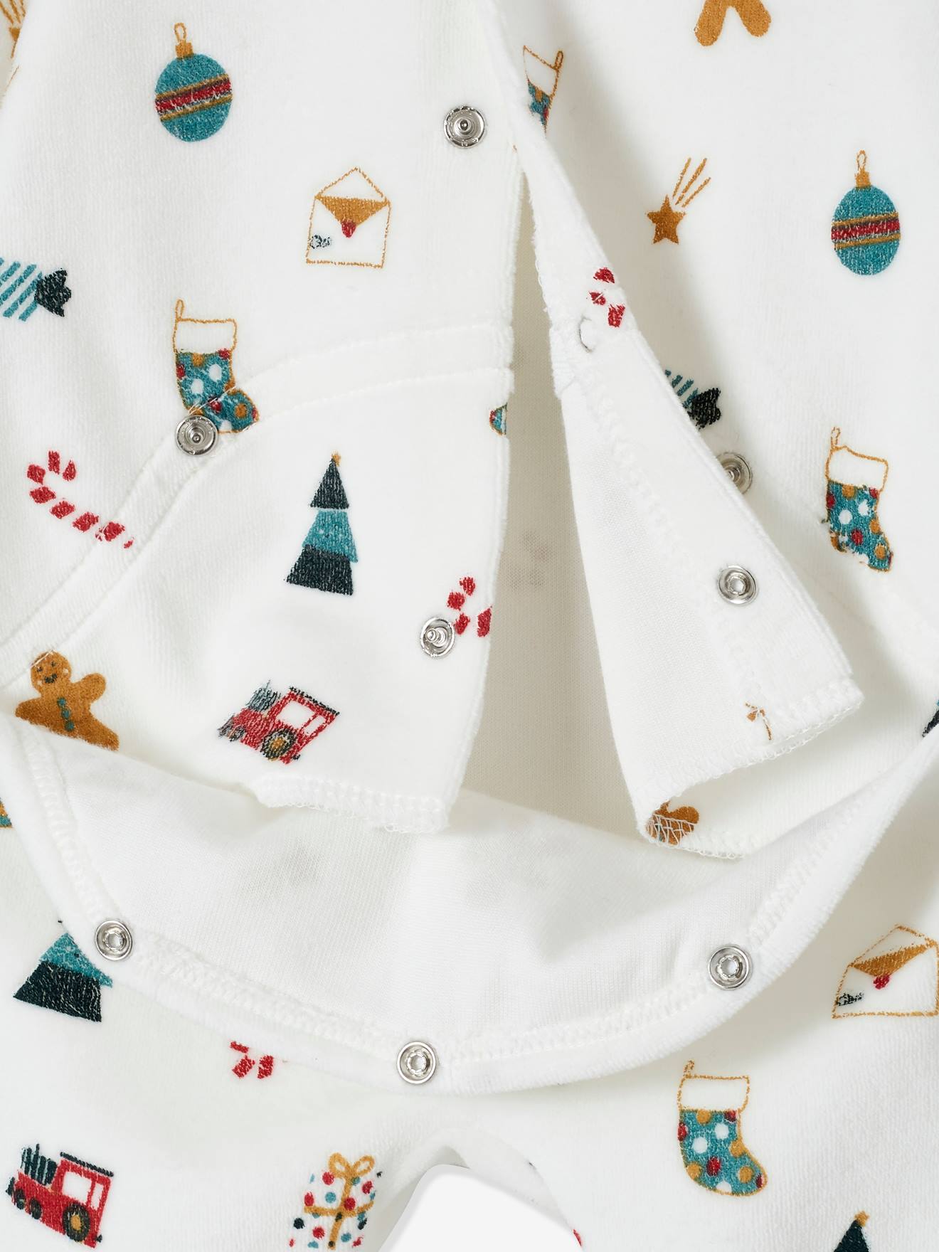 Coffret cadeau de Noël bébé dors-bien en velours + bavoir mixte ivoire imprimé
