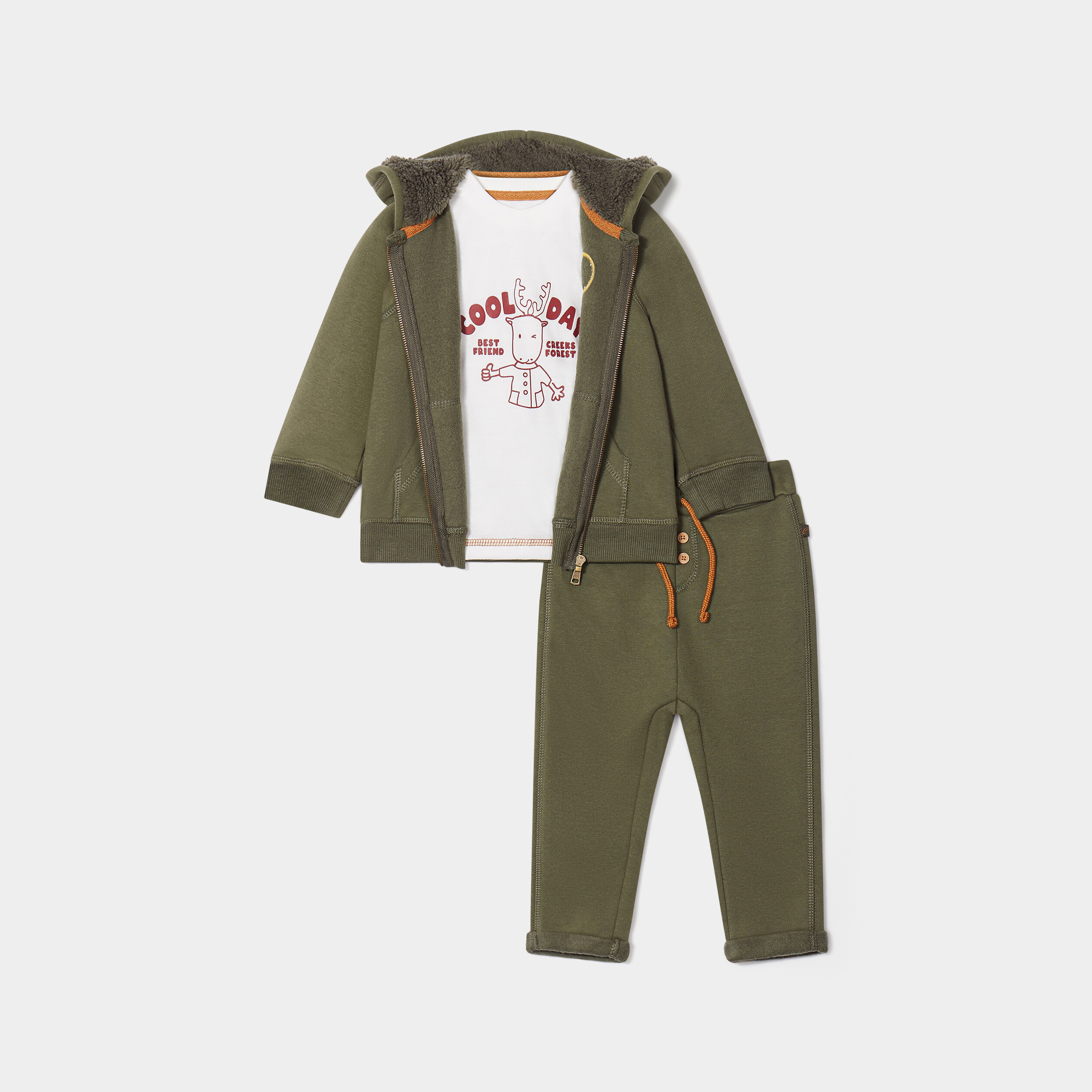 Ensemble 3 pièces vert kaki bébé garçon | La Halle