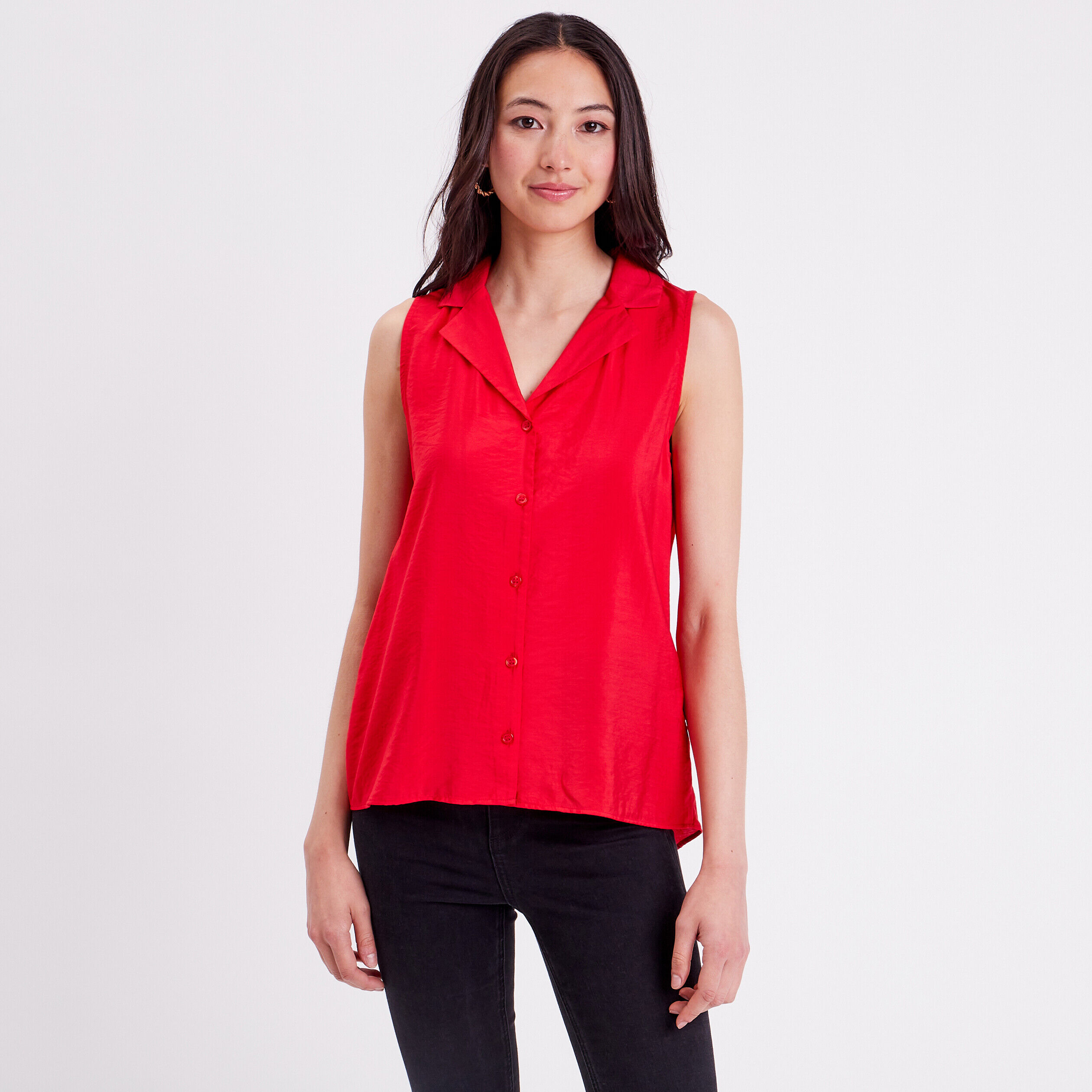 Chemise sans manches rouge femme | Cache Cache