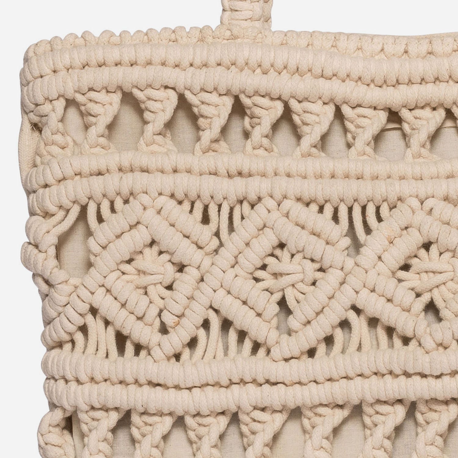 Sac TEXTO beige en macramé