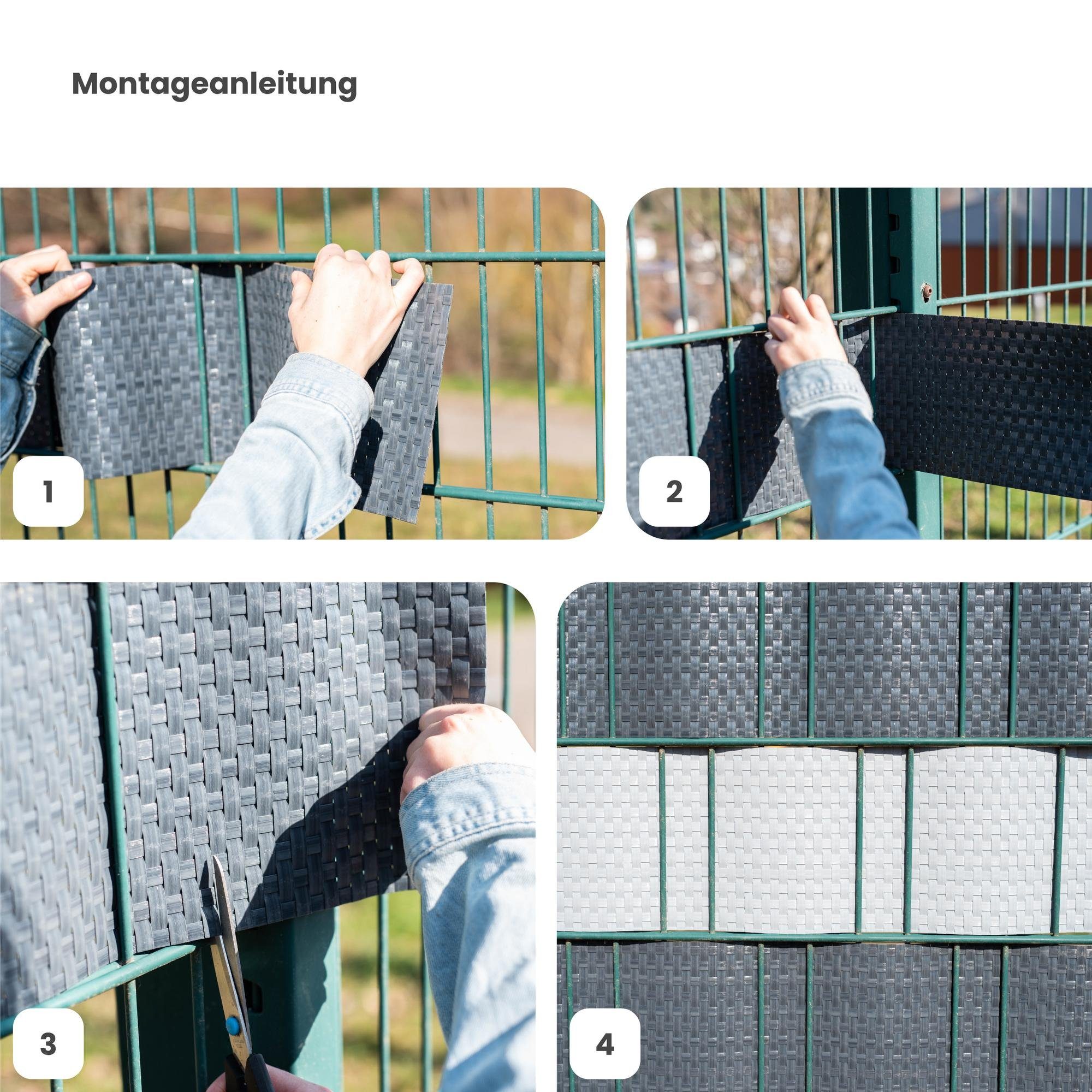 Jardinion Sichtschutzstreifen, (Sichtschutzstreifen, Doppelstabmattenzaun Sichtschutz, 1-St), aus Polyrattan, Wetterfest