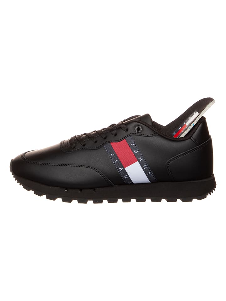 Tommy Hilfiger Shoes Leder-Sneakers in Schwarz günstig kaufen 42