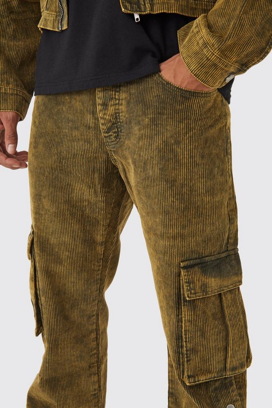 Lockere Cargo-Hose mit Acid-Waschung und Druckknöpfen